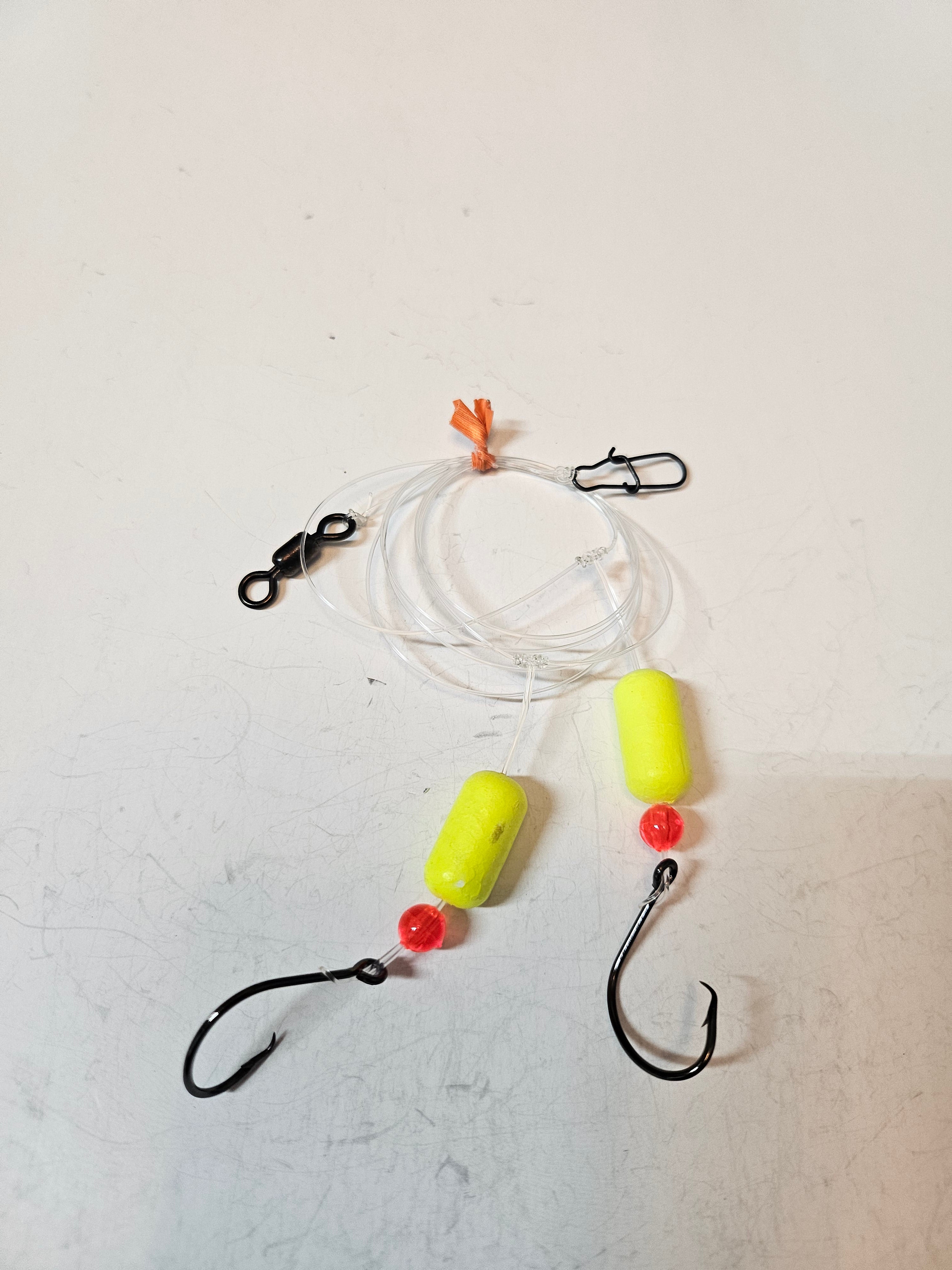 2 - HOOK POMPANO SURF FISHING RIG 30LB FLUOROCARBON LINE HAND TIED