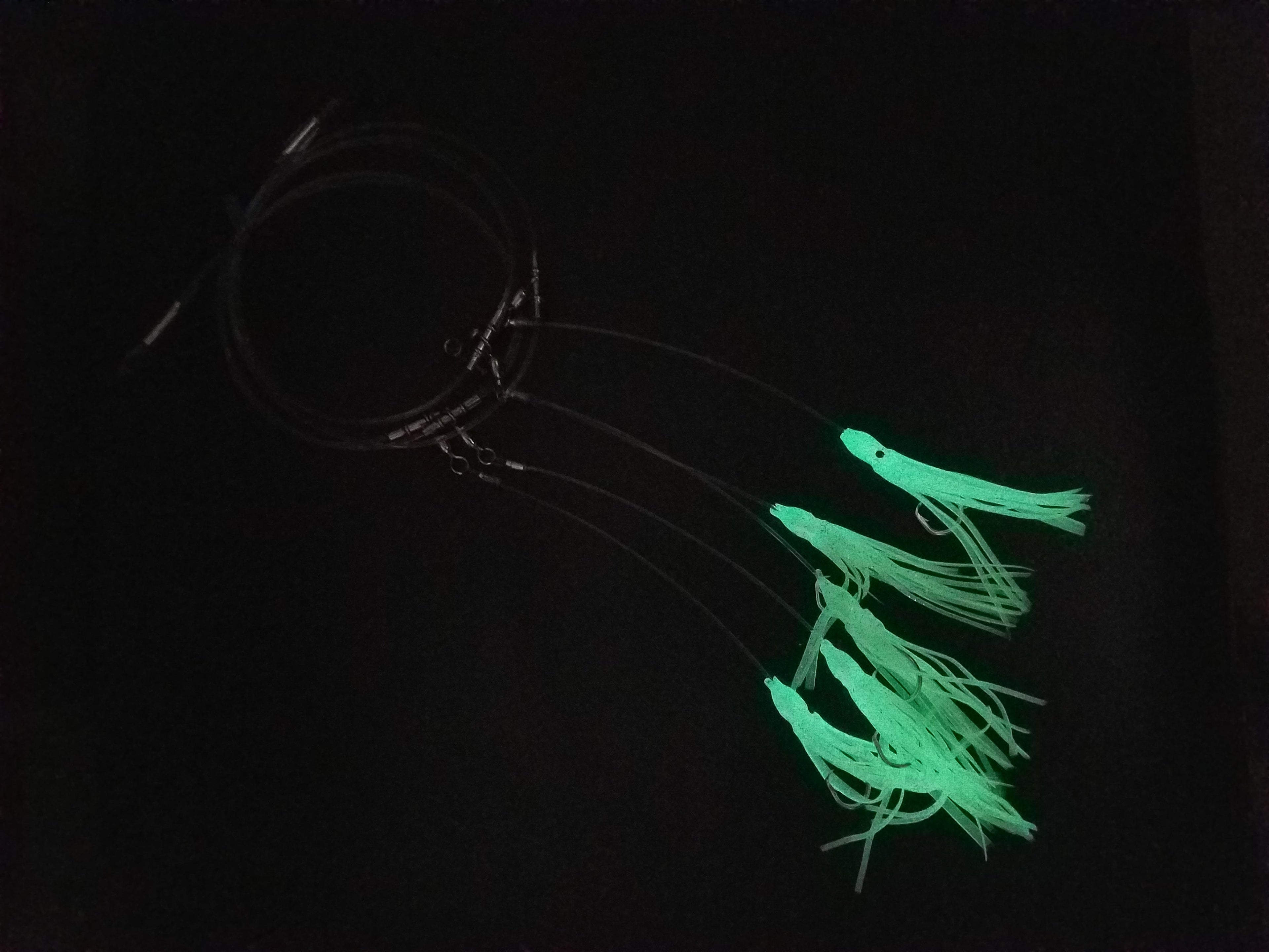 5 - HOOK DEEP DROP RIGS W/ LUMINOUS GREEN SQUID