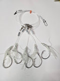 5-Hook Deep Drop Rig - 300lb Line - Luminous Green Squid - 14/0 Circle Hooks
