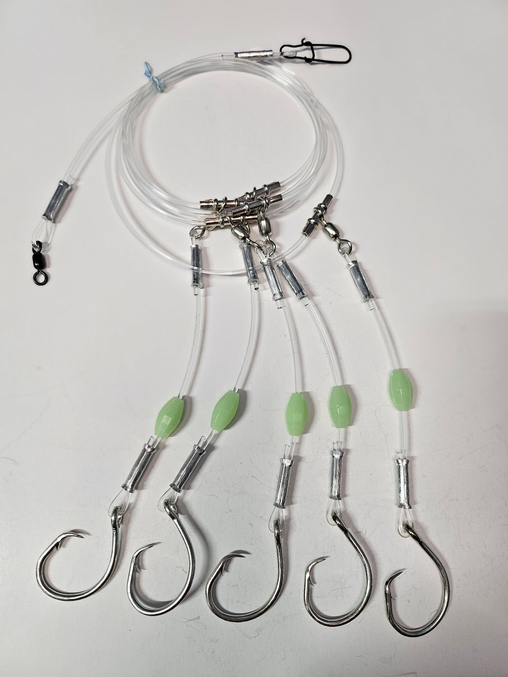 5-Hook Deep Drop Rig - 300lb Line - Luminous Beads - 12/0 Circle Hooks