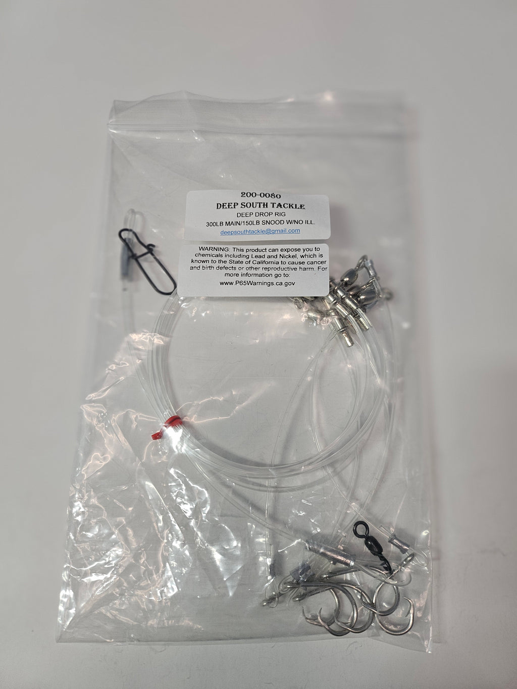 5-Hook Deep Drop Rig - 150lb Snoods - No Illumination - 8/0 Circle Hooks