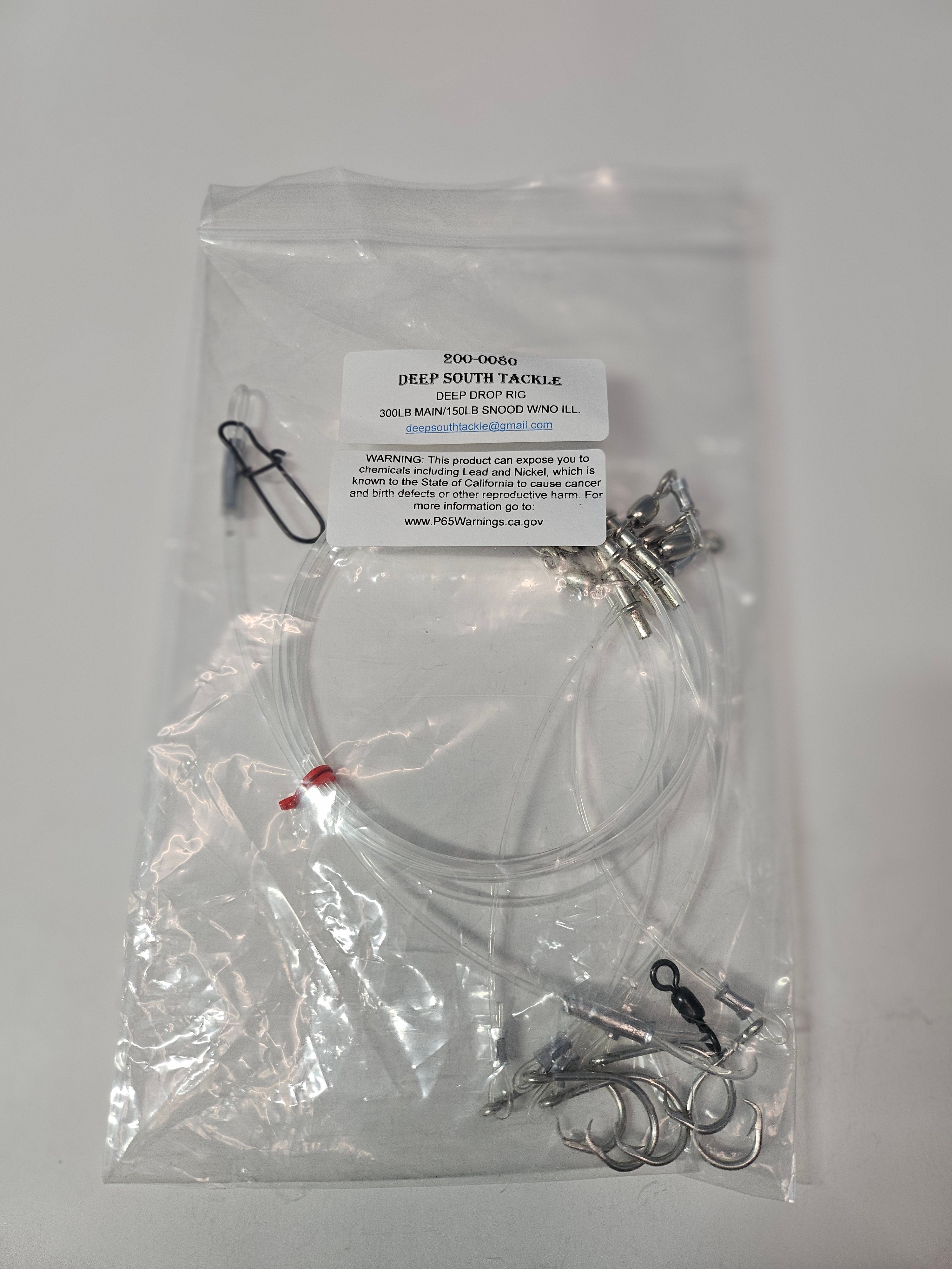 5-Hook Deep Drop Rig - 150lb Snoods - No Illumination - 8/0 Circle Hooks