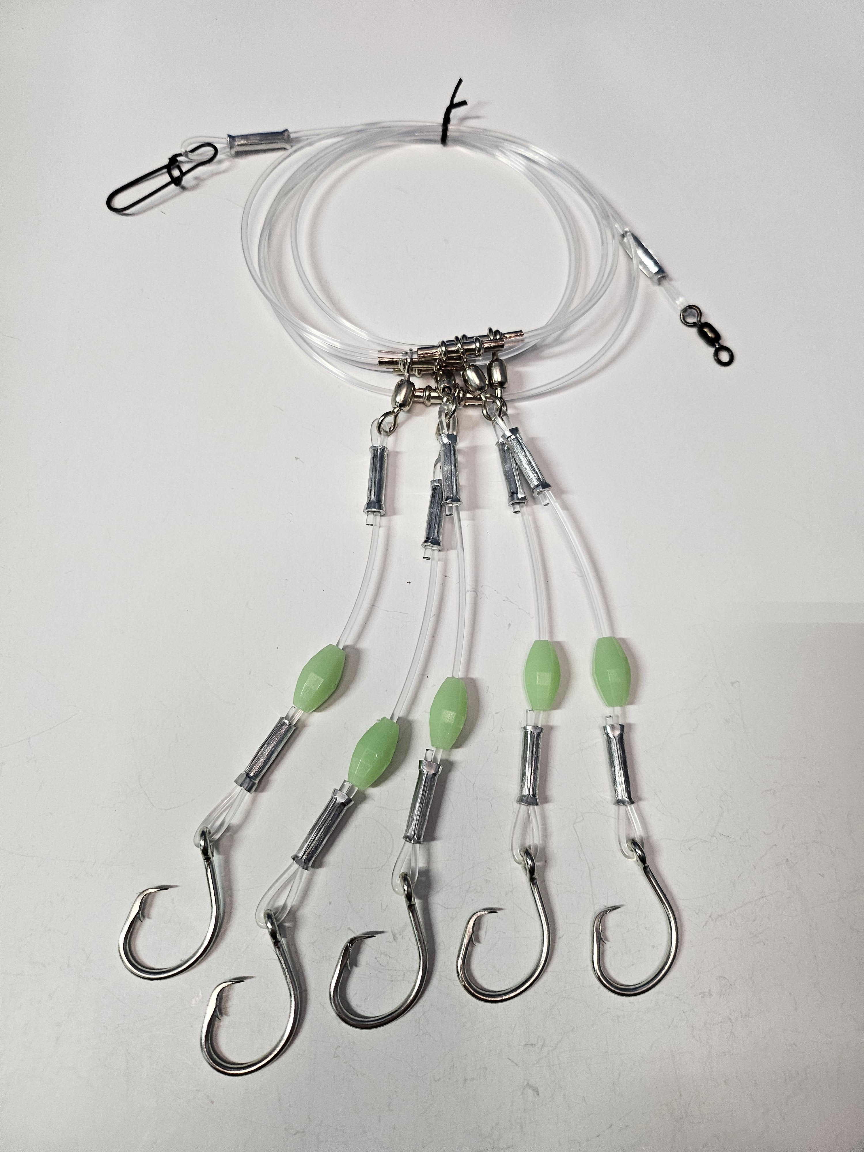 5-Hook Deep Drop Rig - 300lb Line - Luminous Beads - 10/0 Circle Hooks