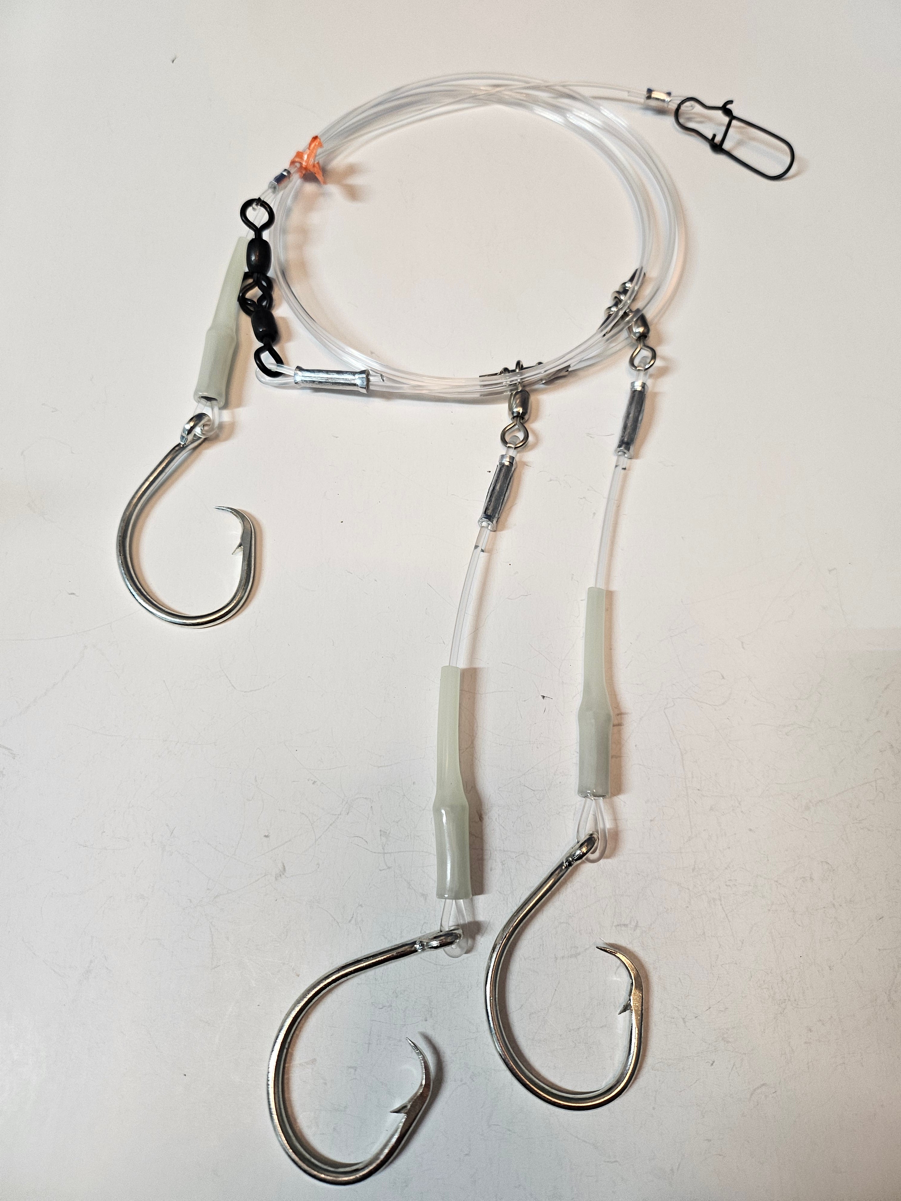 3-Hook Tilefish Rig - 300lb Line - Luminous Crimp Protectors - 14/0 Circle Hooks