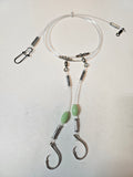 2-Hook Chicken Rig - 300lb Line - Luminous Beads - 10/0 Circle Hooks