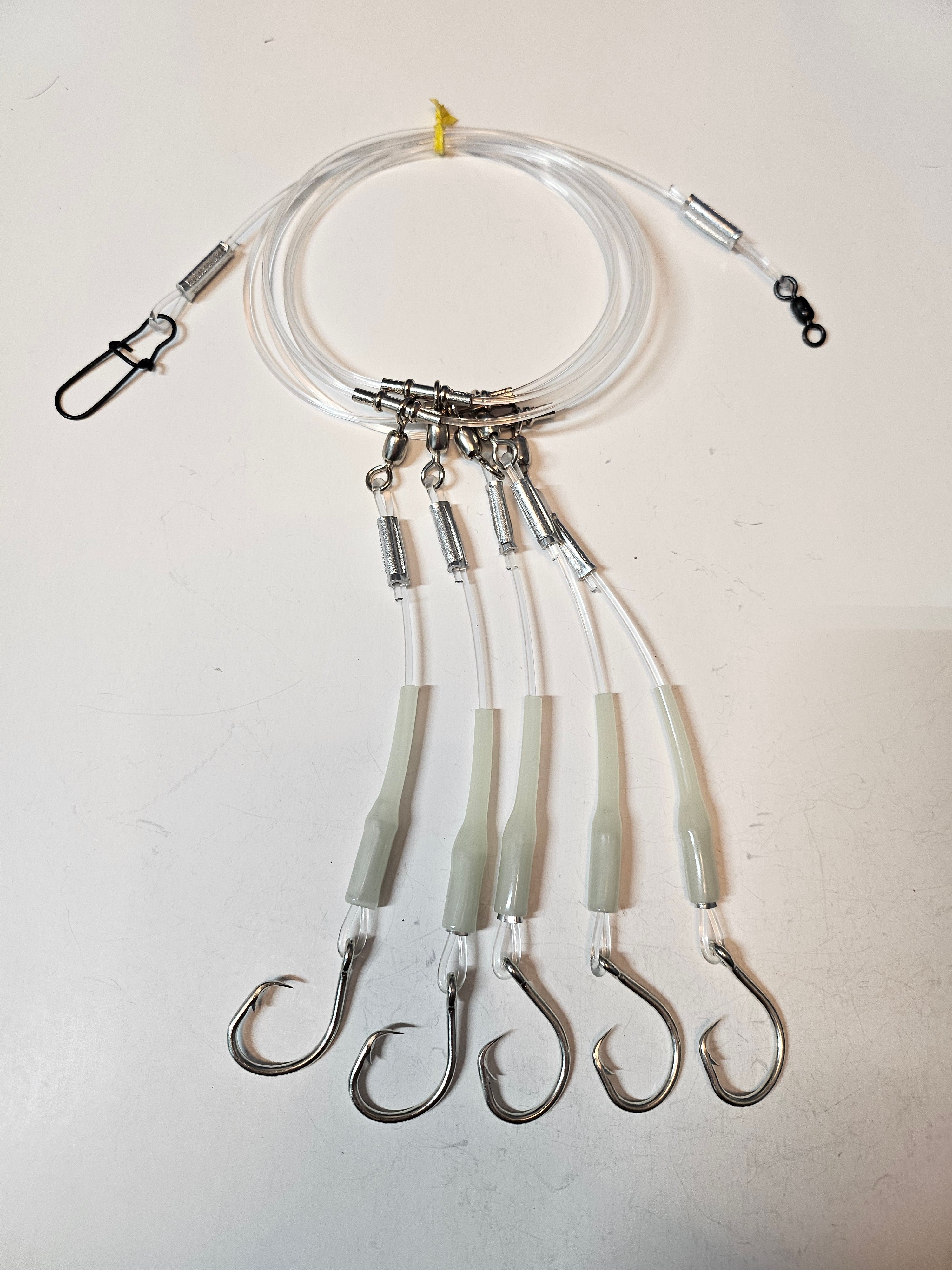 5-Hook Deep Drop Rig - 300lb Line - Luminous Crimp Protectors