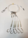 5-Hook Deep Drop Rig - 300lb Line - Luminous Crimp Protectors - 10/0 Circle Hooks