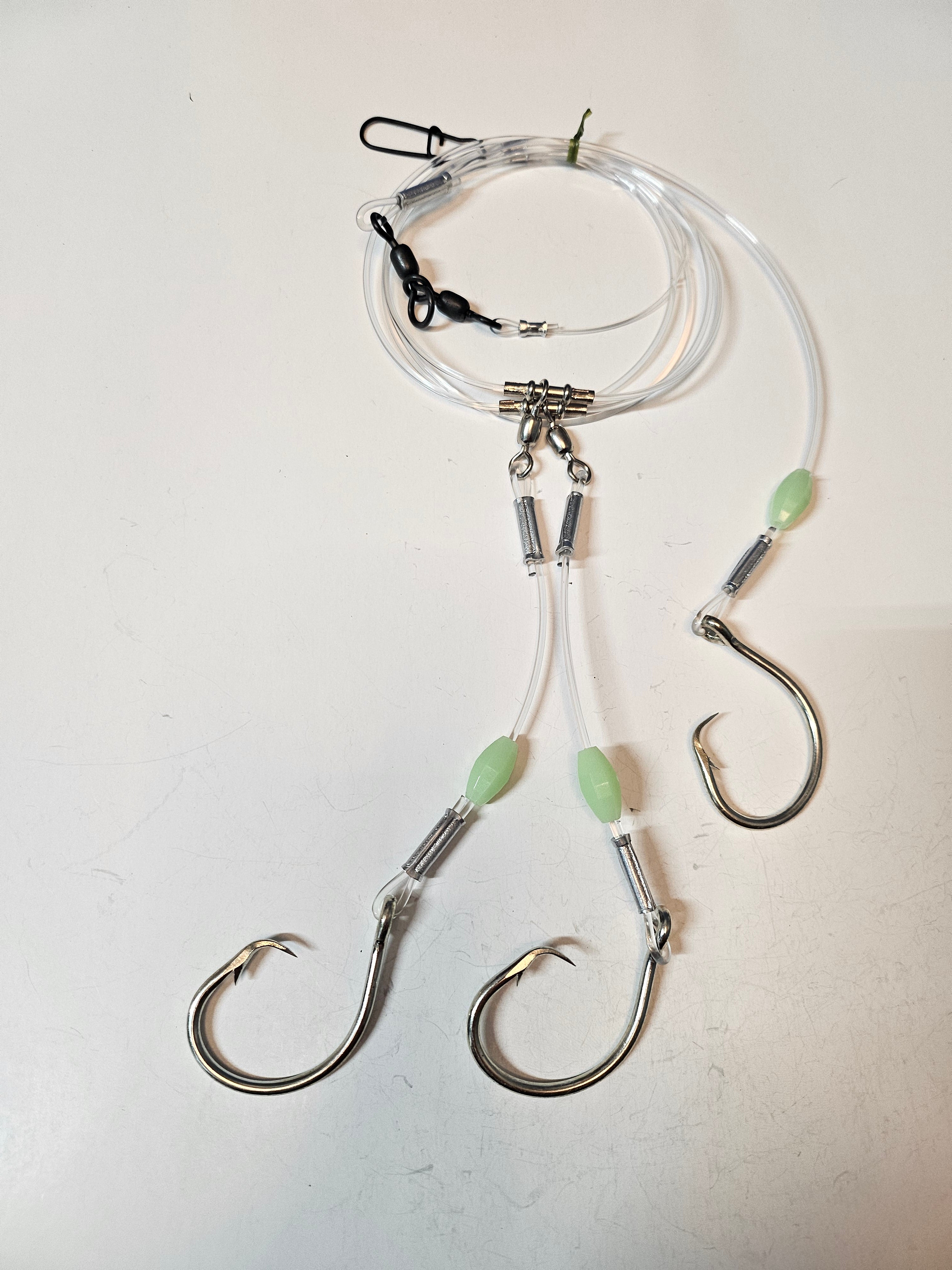 3-Hook Tilefish Rig - 300lb Line - Luminous Beads - 14/0 Circle Hooks