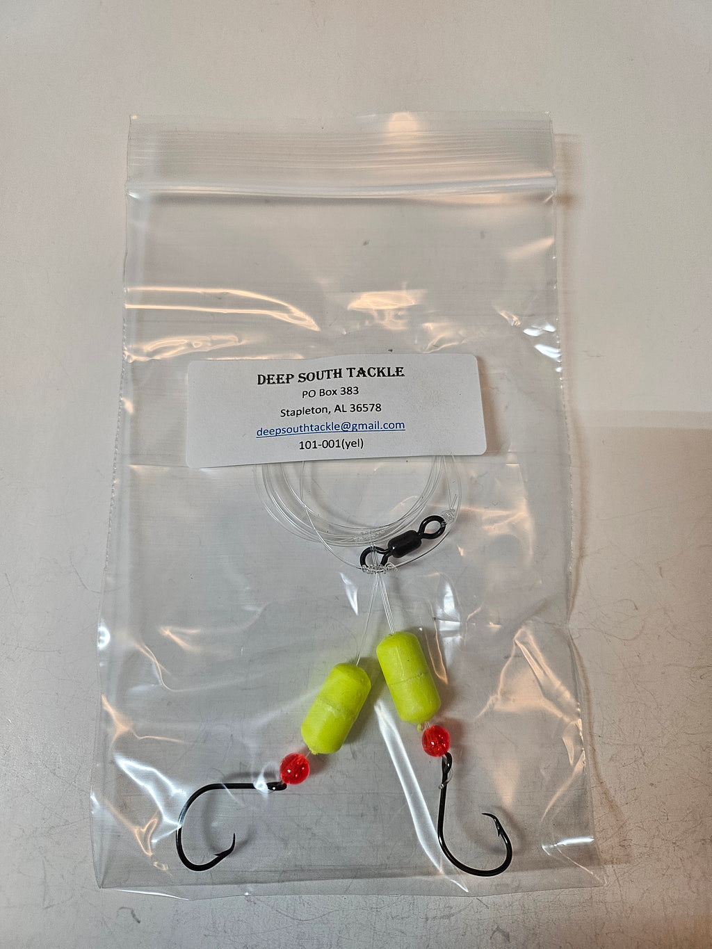 2-Hook Pompano Surf Rig | 30lb Fluorocarbon | #1 Hooks | Yellow Pill Floats