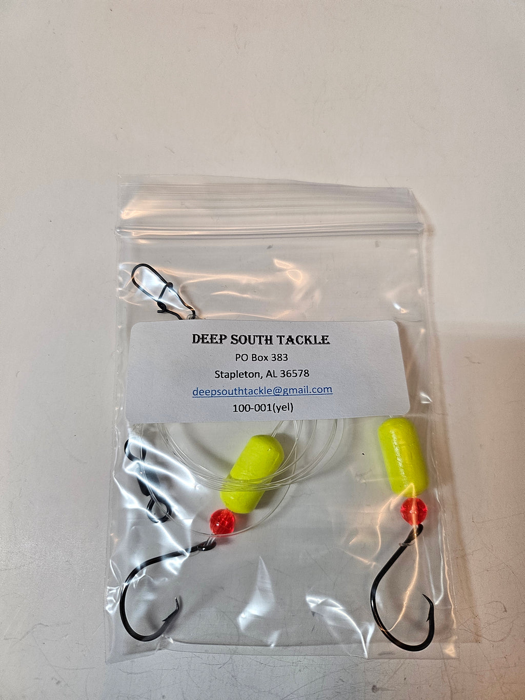 2-Hook Pompano Surf Rig | 30lb Fluorocarbon | 1/0 Hooks | Yellow Pill Floats