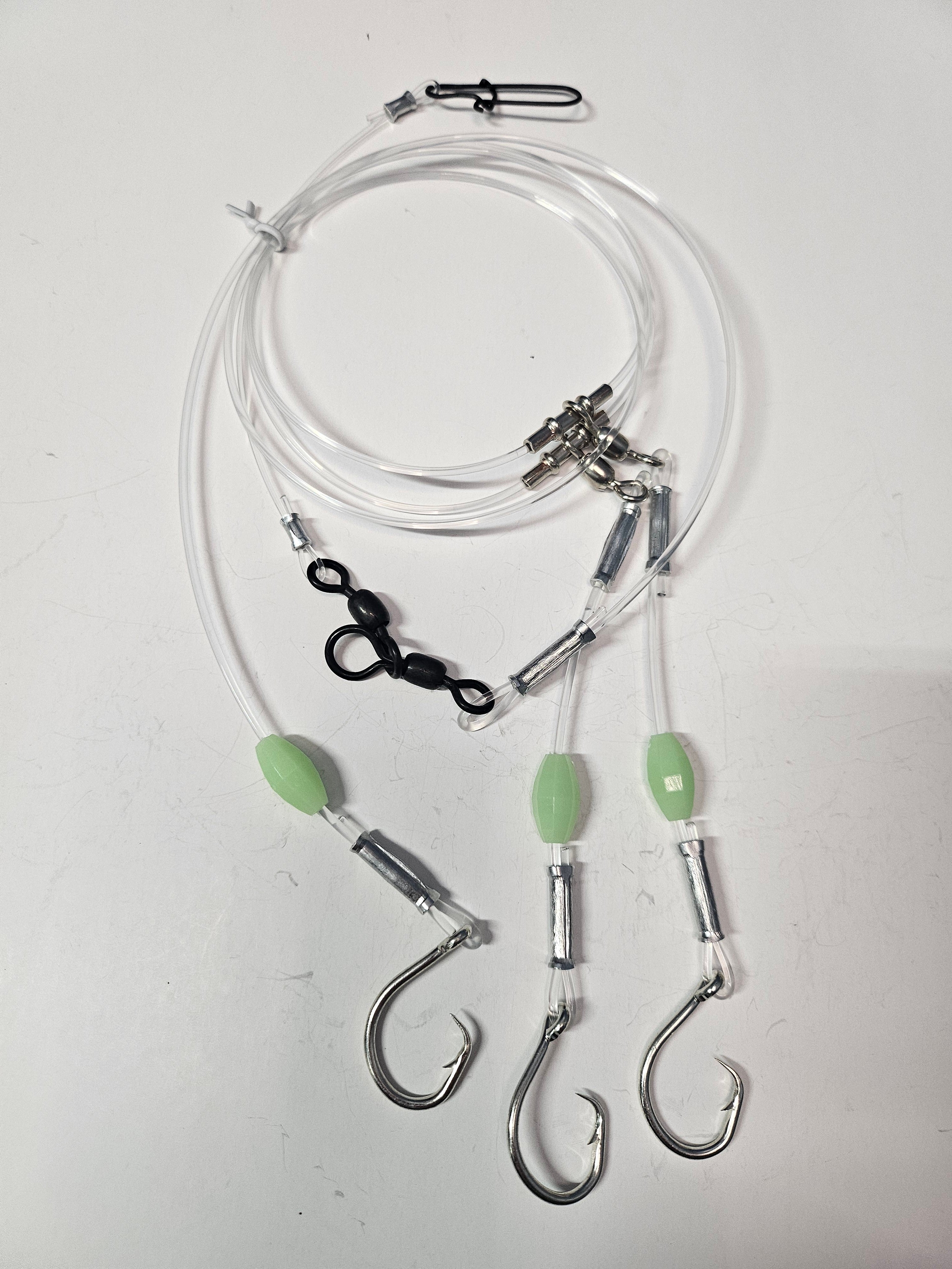 3-Hook Tilefish Rig 10/0 Circle Hooks - 300lb Line - Luminous Beads ...