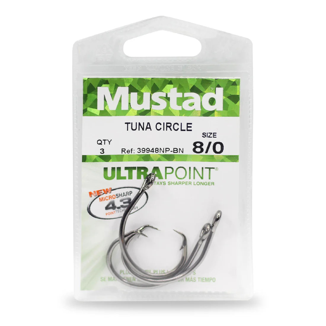Mustad 39948 Wide Gap Demon In-Line Tuna Circle Hook 2X Strong 1X Wide