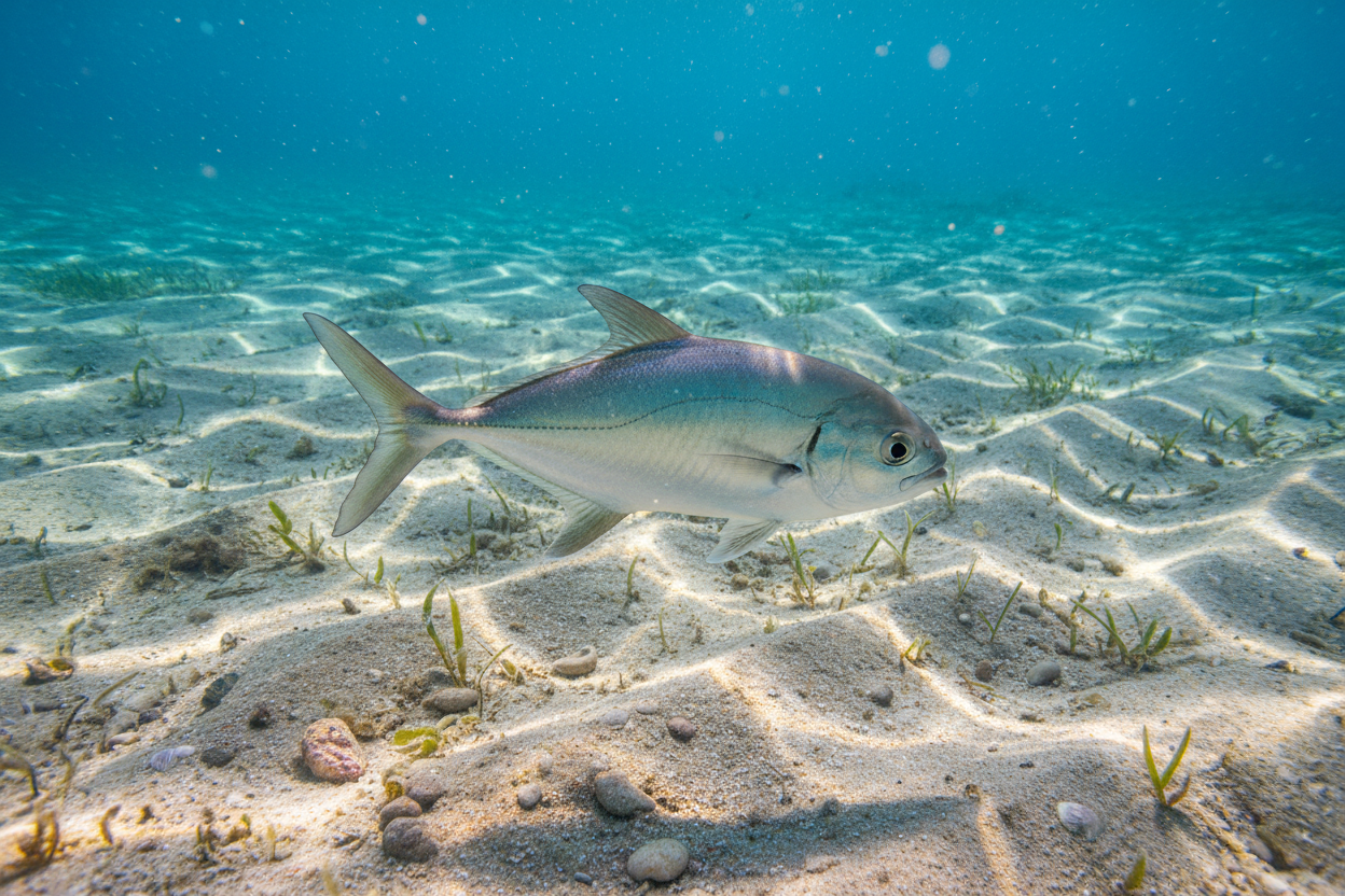 pompano in the sand